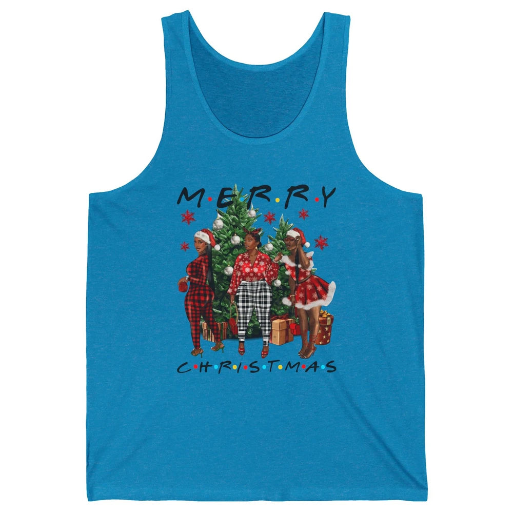 Merry Christmas African American Black Woman Xmas Afro Santa Unisex Jersey Tank