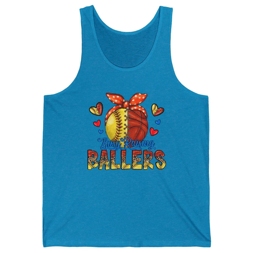 Busy Raising Ballers Softball And Basketball Mom Leopard Unisex Jersey Tank