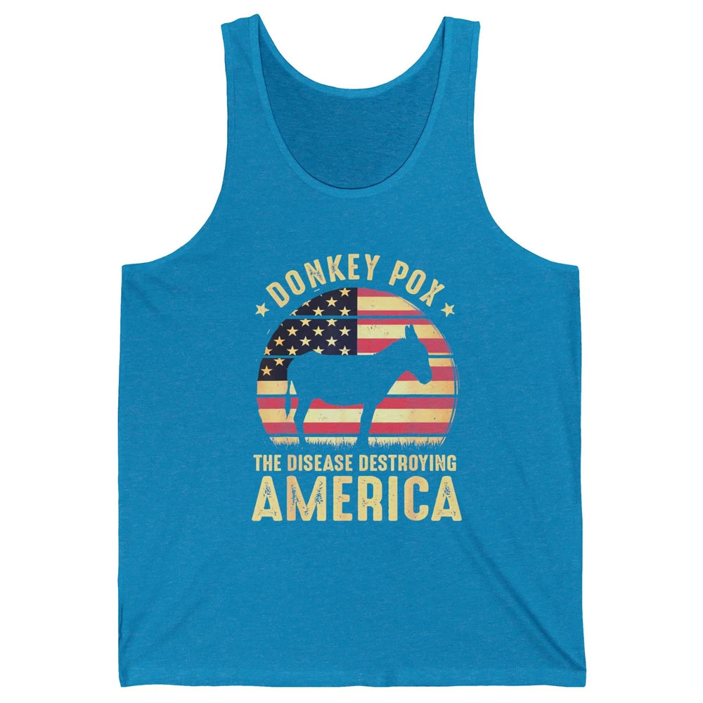 Vintage Donkey Pox The Disease Destroying America Usa Flag Unisex Jersey Tank