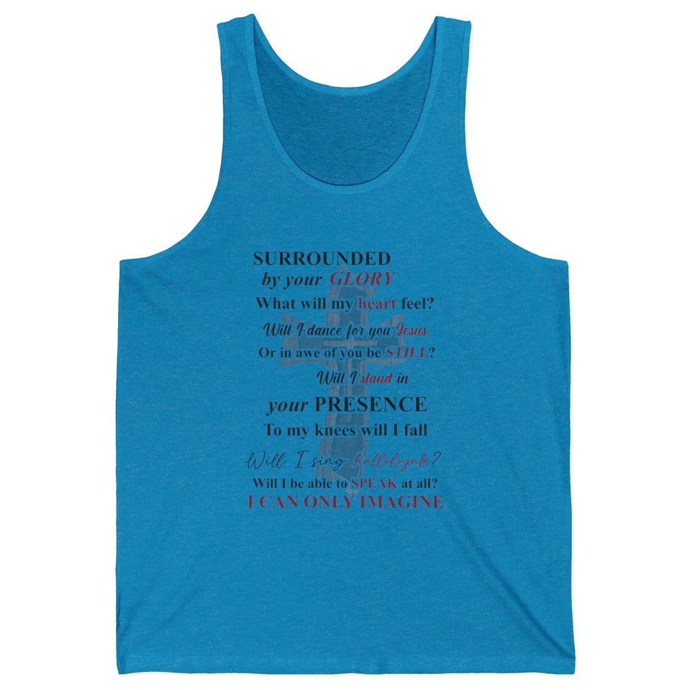 Wooded Jesus Cross Faith I Can Imagine Christian Religious Unisex Jersey Tank