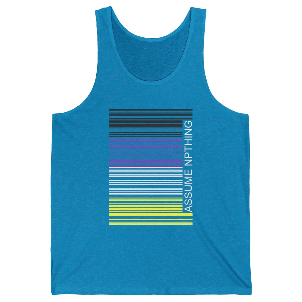 Assume Nothing Barcode Non Binary Genderqueer Pride Month Unisex Jersey Tank