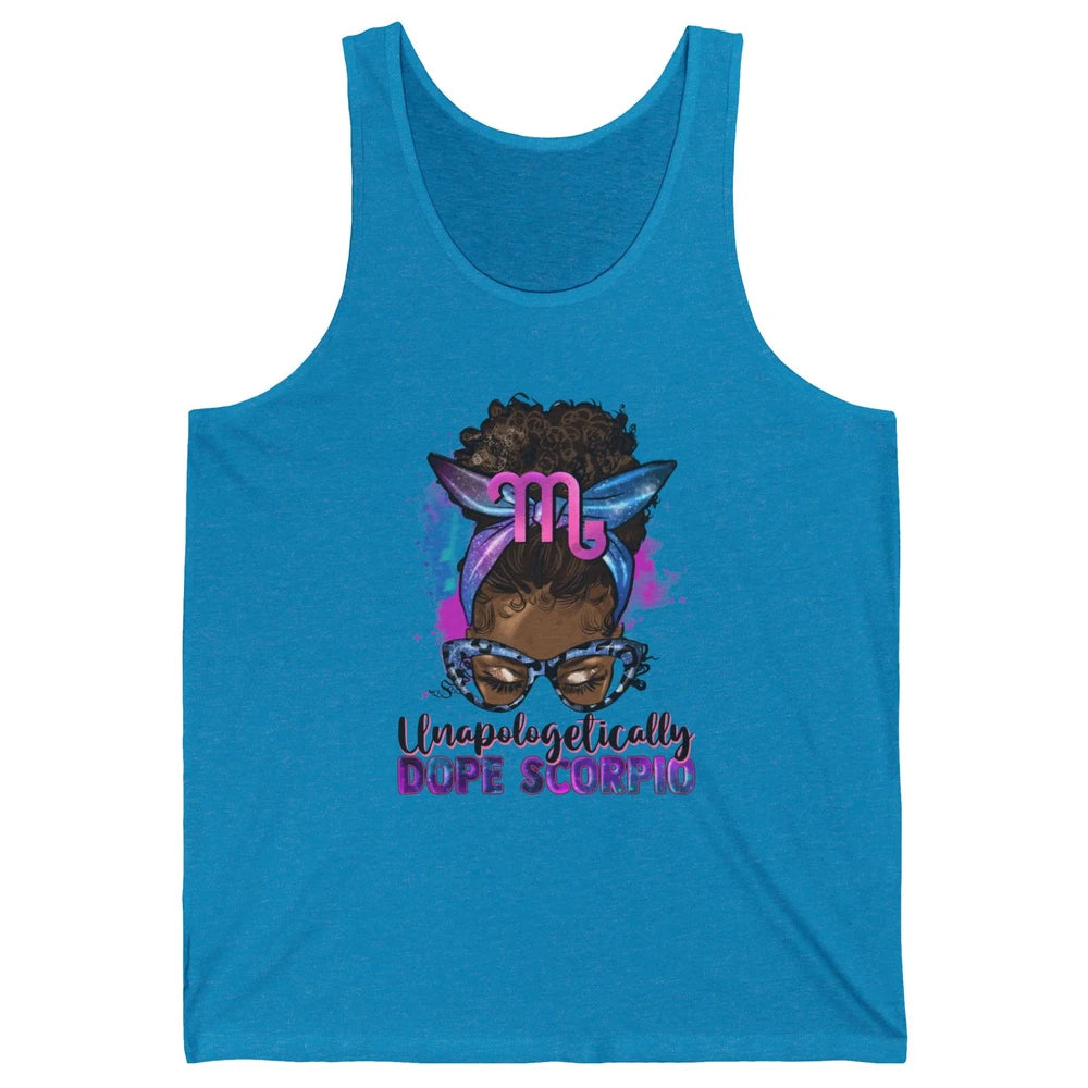 Afro Scorpio Queen Galaxy Horoscope Messy Hair Black Woman Unisex Jersey Tank