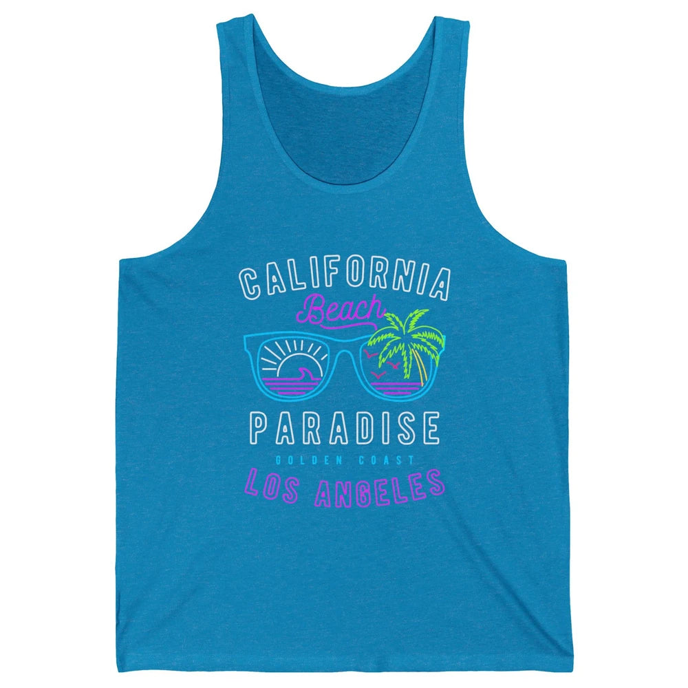 California Beach Paradise Los Angeles Golden Coast Neon 80s Unisex Jersey Tank