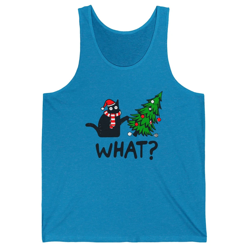 Funny Black Cat Christmas Light Santa What Christmas Costume Unisex Jersey Tank