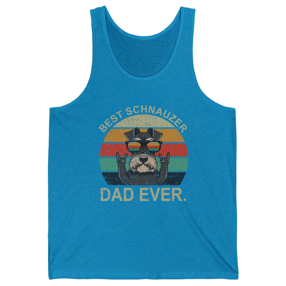 Vintage Sunset Best Schnauzer Dad Ever Father's Day Unisex Jersey Tank