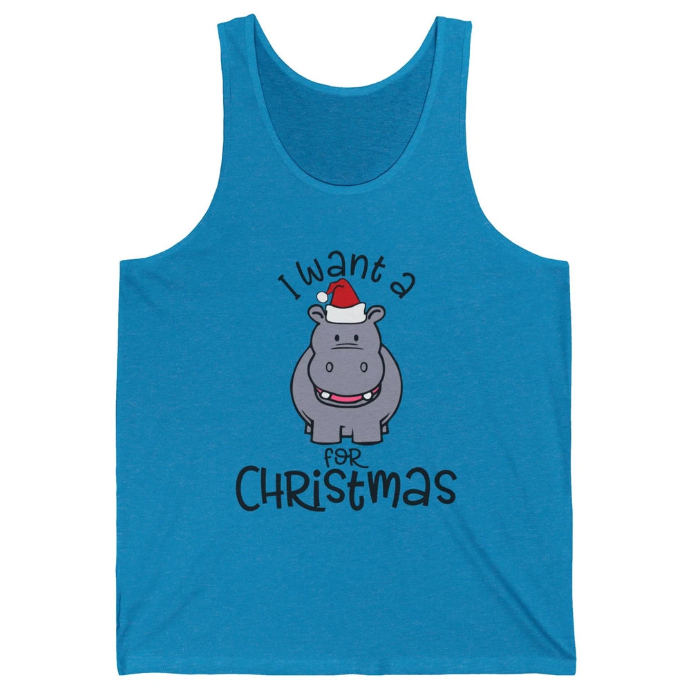 Funny I Want A Hippopotamus For Christmas Tree Hippo Santa Unisex Jersey Tank