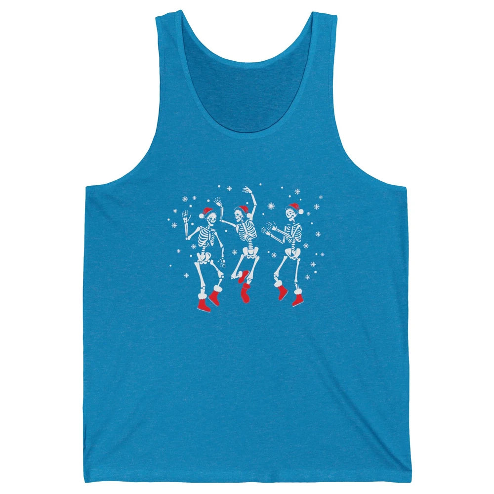 Funny Skeleton Christmas Dancing Snowflakes Santa Skeleton Unisex Jersey Tank