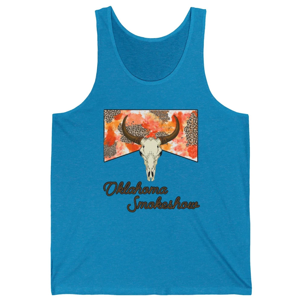 Boho Bull Skull Cow Print Oklahoma Smokeshow Western Country Unisex Jersey Tank