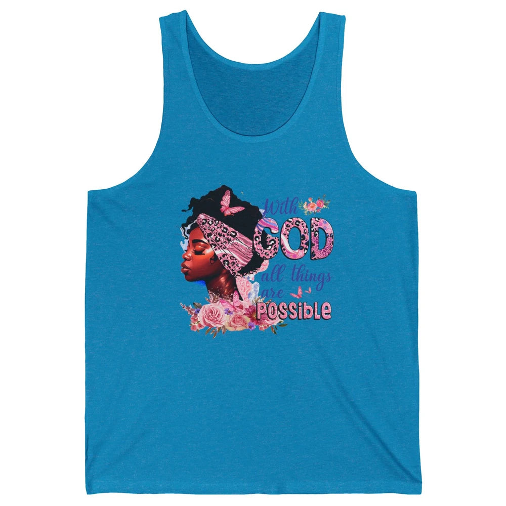 Afro Woman With God All Things Are Possible Bible Religious Unisex Jersey Tank