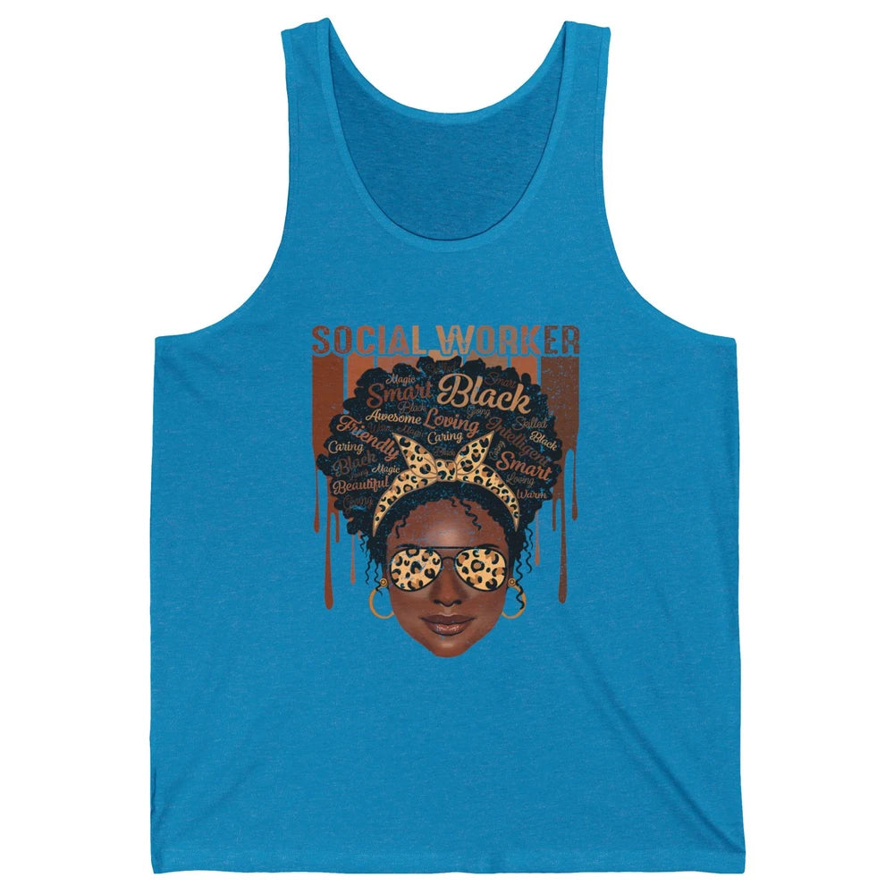 Social Worker Afro Messy Bun African American Social Work Unisex Jersey Tank