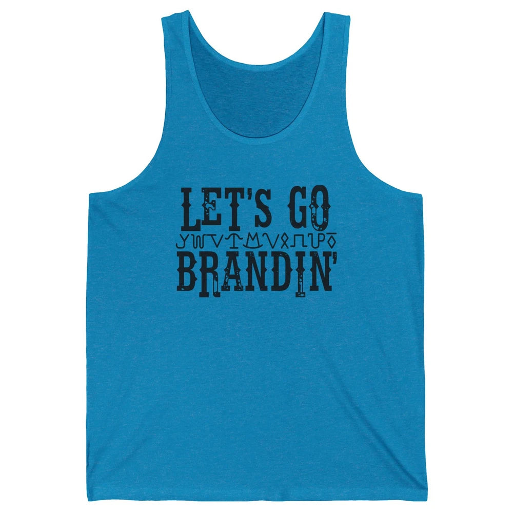 Vintage Cowboy Hat Let's Go Brandin' Western Country Symbols Unisex Jersey Tank