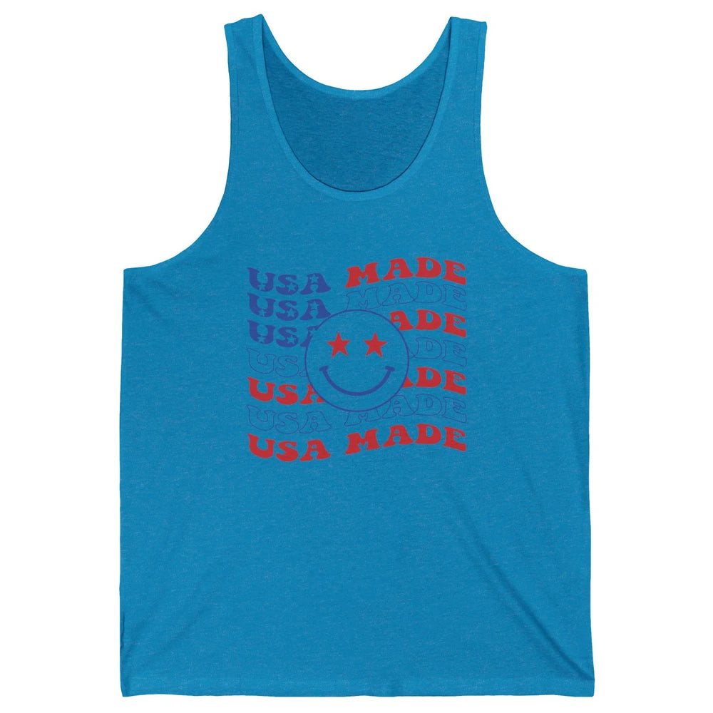 US Flag America Made Smiley Face July 4th American Patriots Unisex Jersey Tank