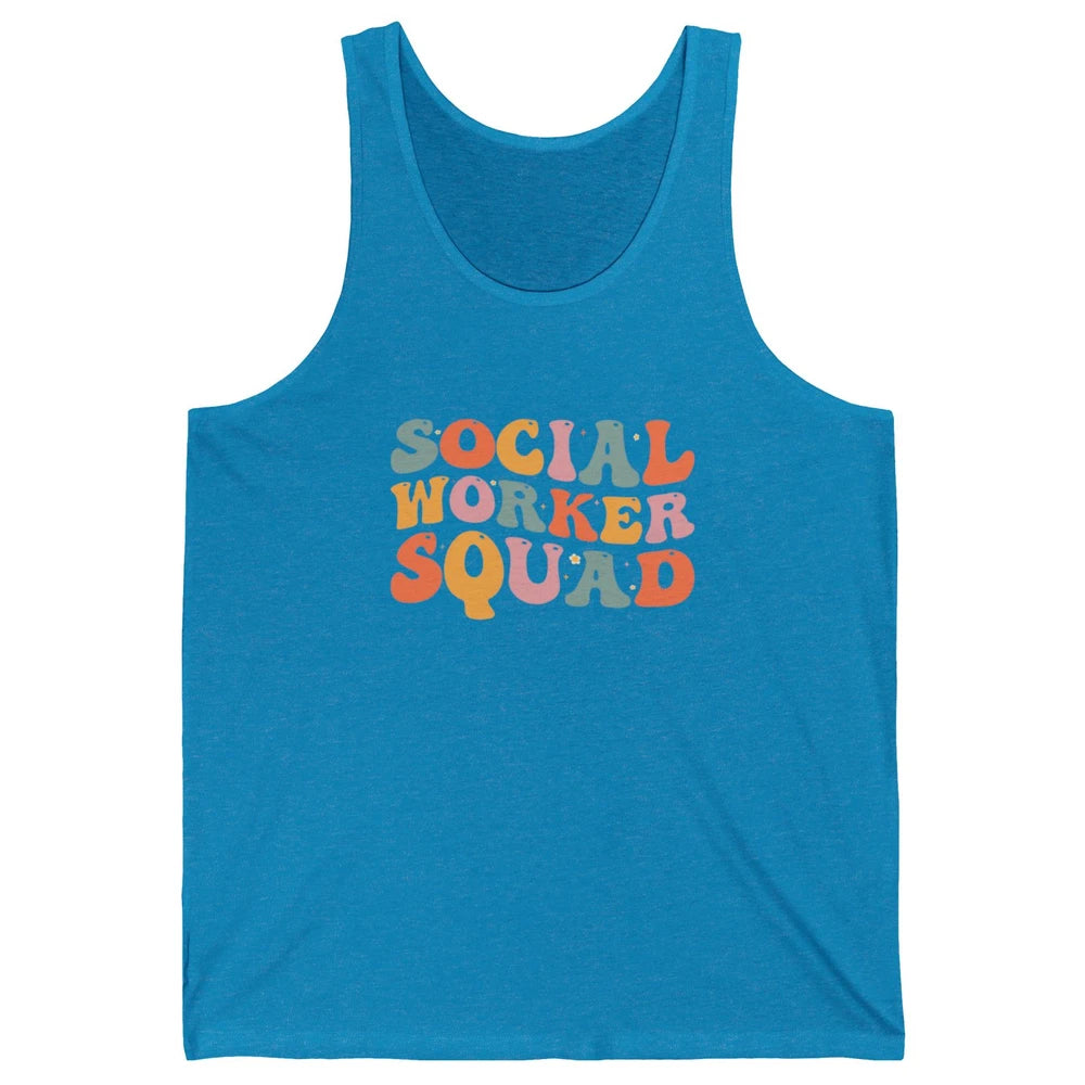 Social Worker Squad Groovy Retro Vintage Rainbow Social Work Unisex Jersey Tank