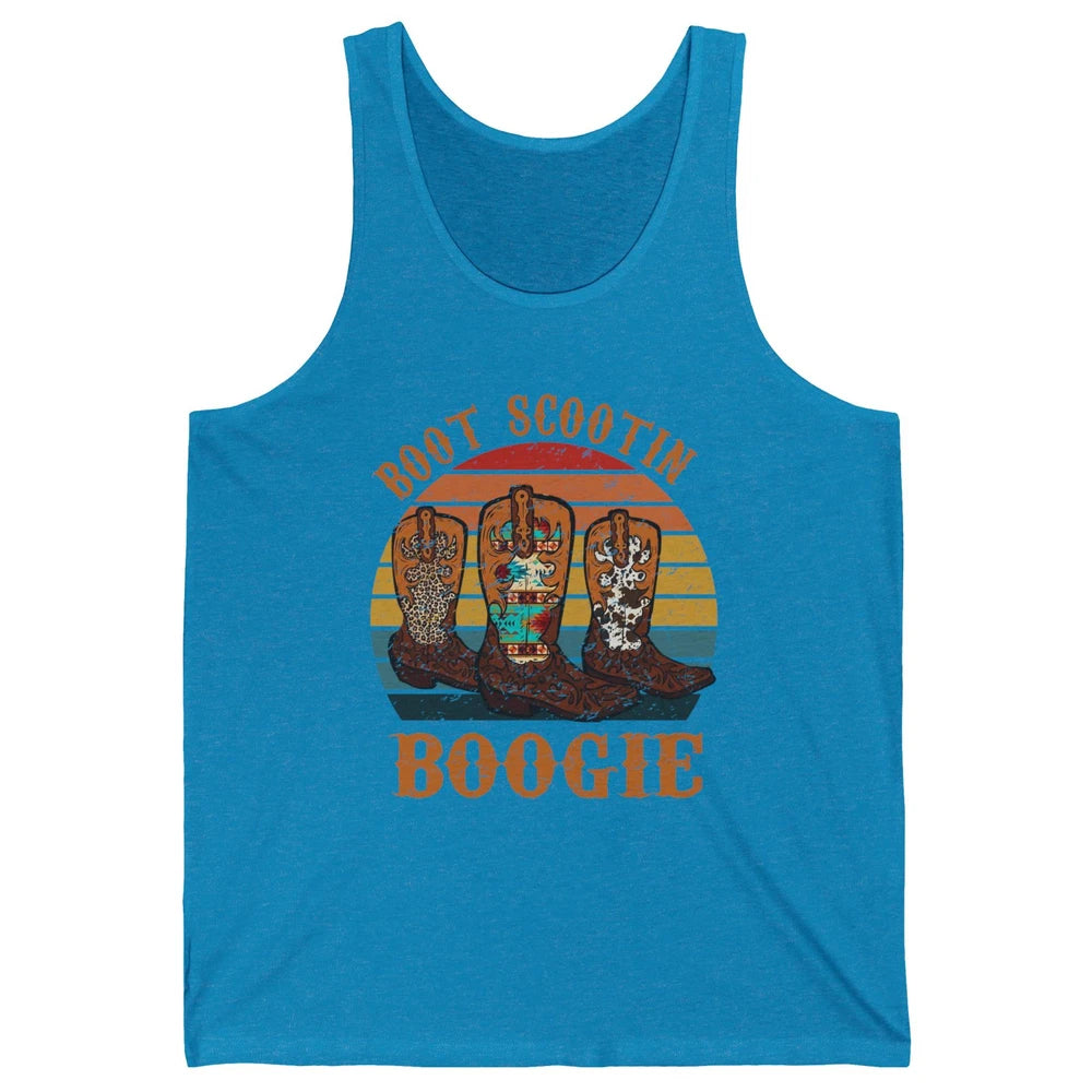 Vintage Cowboy Boots Scooting Boogie Western Country Cowgirl Unisex Jersey Tank