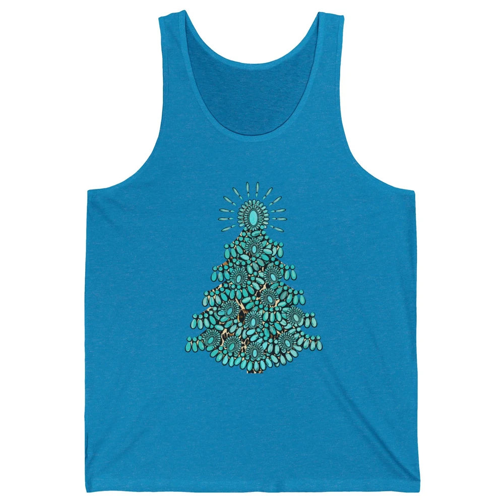 Turquoise Christmas Tree Western Christmas Country Farm Unisex Jersey Tank