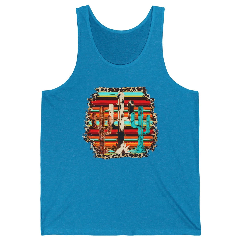 Western Country Cactus Cowhide Serape Turquoise Leopard Unisex Jersey Tank