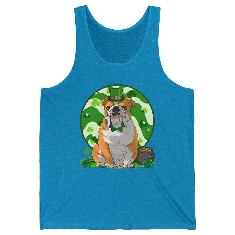 St Patrick's Day English Bulldog Lucky Charm Shamrock Irish Unisex Jersey Tank