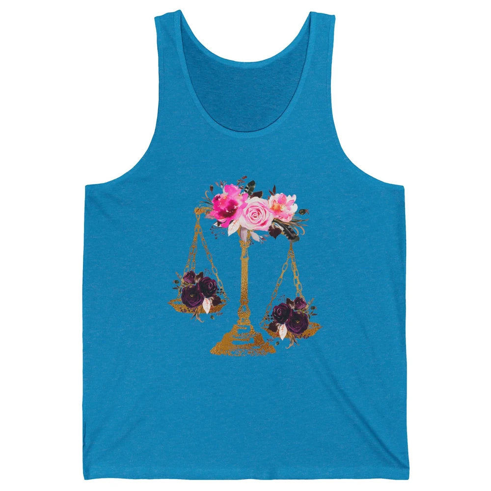 Wildflowers Lawyer Office Scales Roses Justice Law School Unisex Jersey Tank