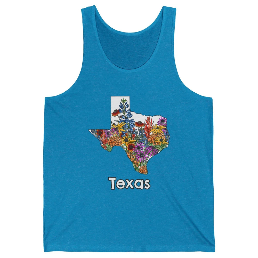 Texas Map Pride Wildflower Western Country Bluebonnet Flower Unisex Jersey Tank