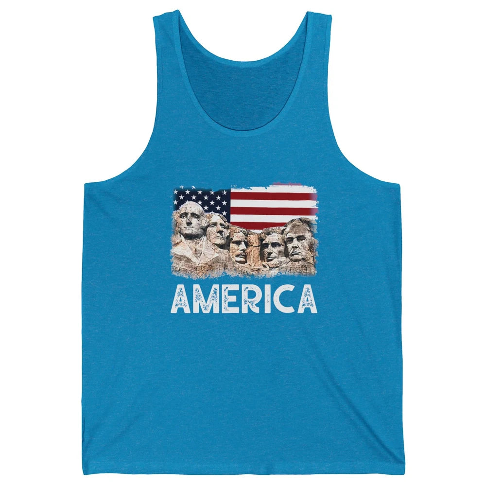 Trump US Presidents 45th Rushmore Mount US Flag 4Th Of July Unisex Jersey Tank