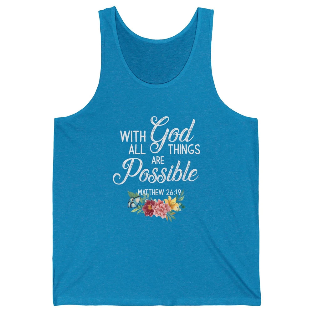 With God All Things Are Possible Jesus Christian Bible Verse Unisex Jersey Tank