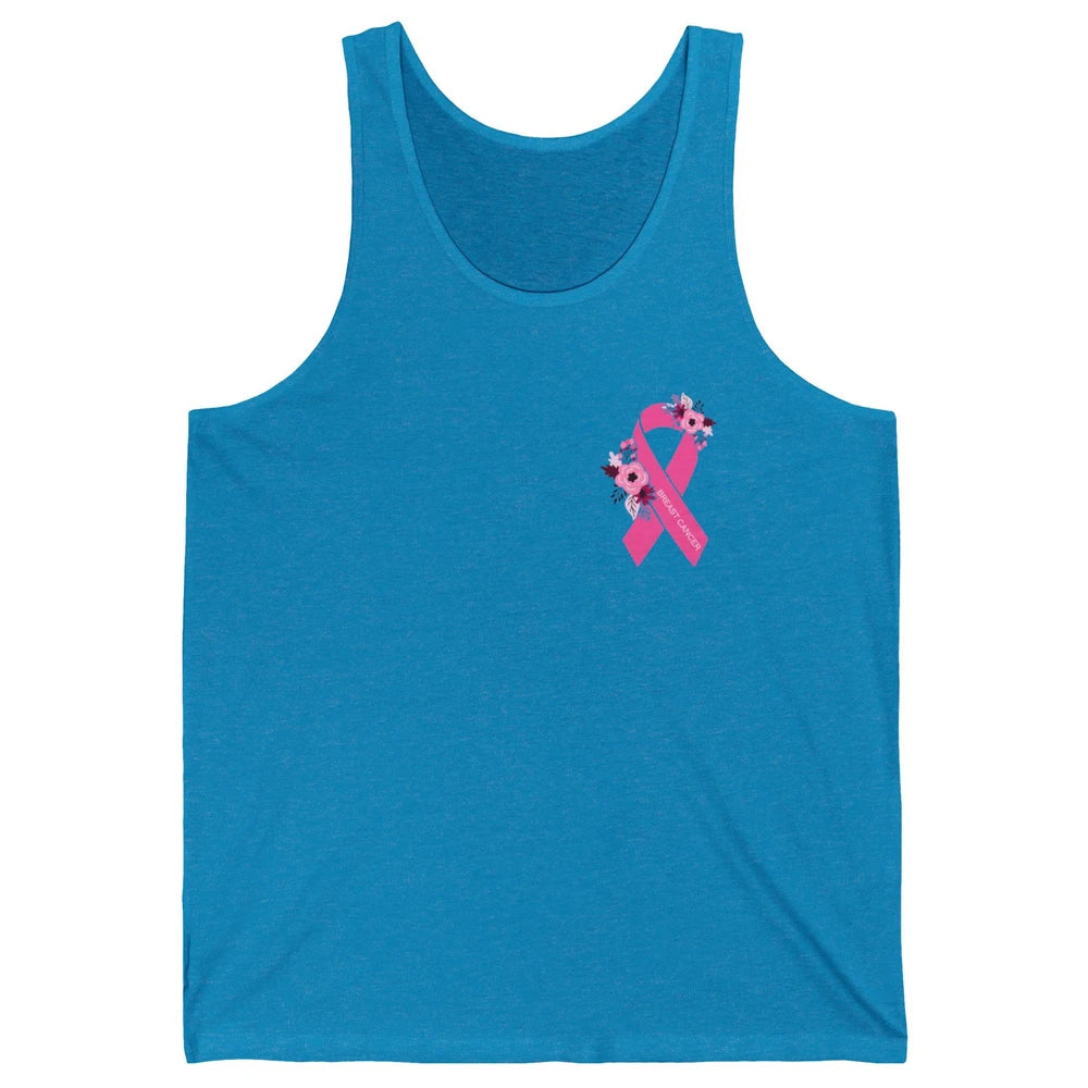 Breast Cancer Awareness Floral Pink Ribbon Pocket Size Gift Unisex Jersey Tank