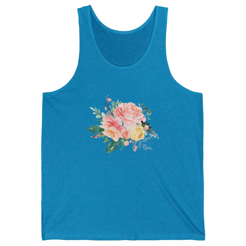 Watercolor Peony Flower Bouquet Botanical Garden Wildflower Unisex Jersey Tank