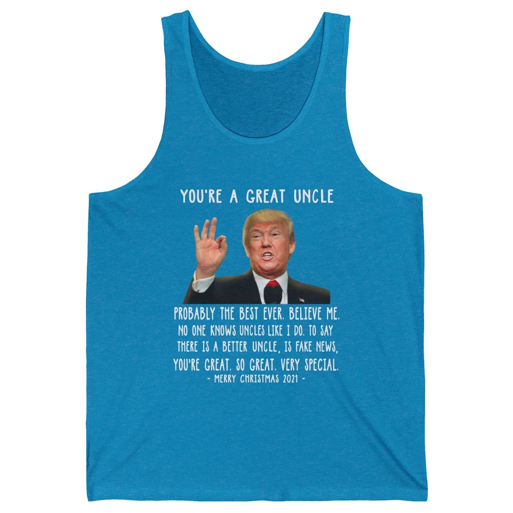 Funny Trump Speech Great Uncle Merry Christmas Uncle Gift Unisex Jersey Tank