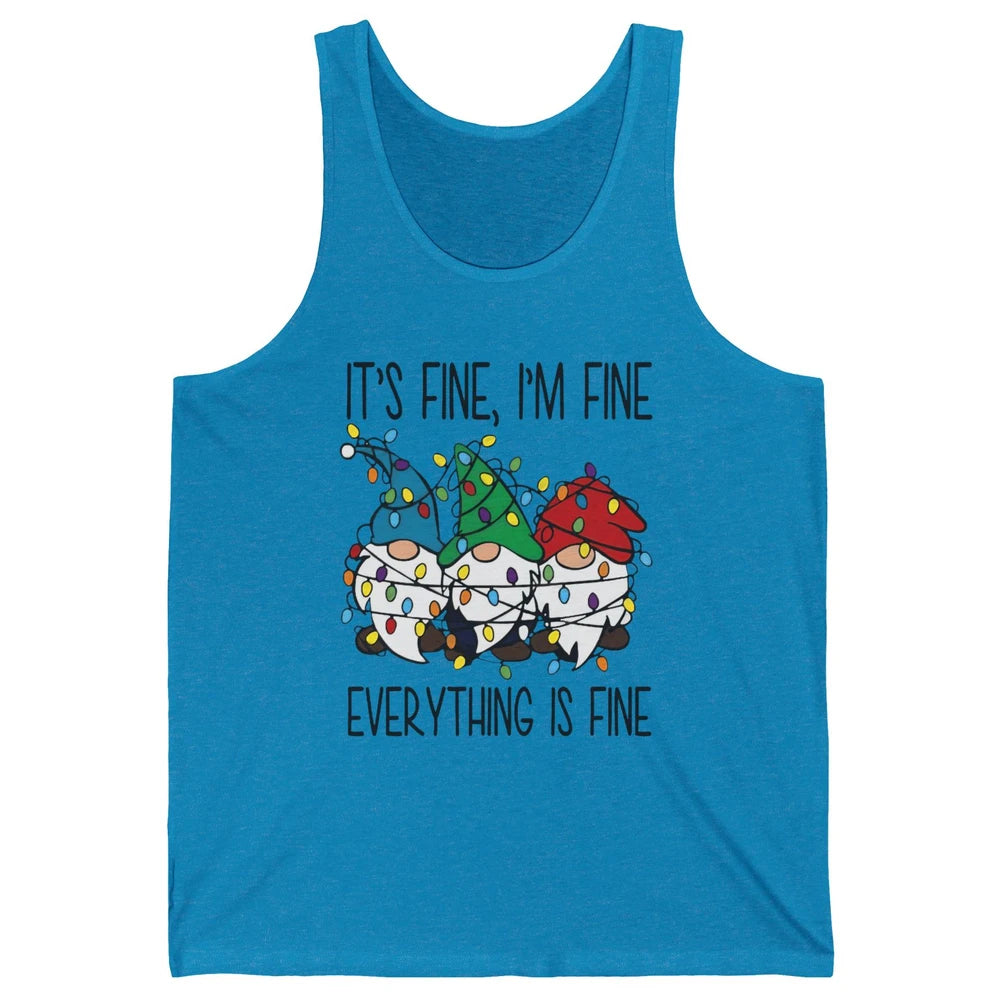 Funny Gnomes Christmas Light I'm Fine Everything's Fine Unisex Jersey Tank