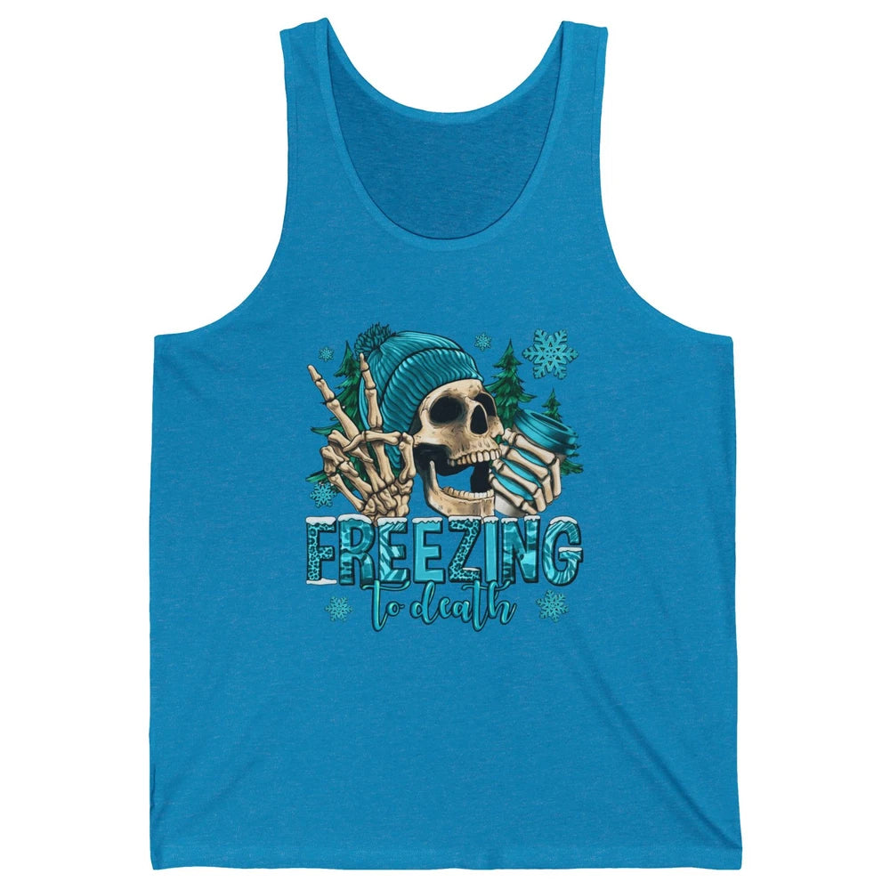 Funny Leopard Skull Freezing To Death Funny Christmas Winter Unisex Jersey Tank