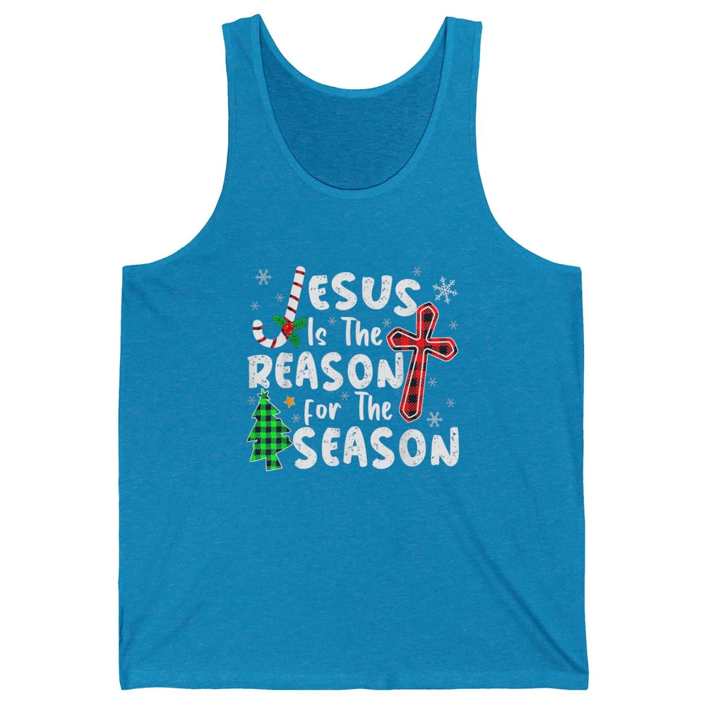 Merry Christmas Jesus The Reason For Season Xmas Cross Candy Unisex Jersey Tank