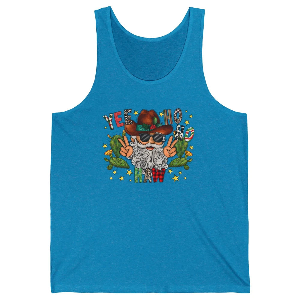 Leopard Santa Cowboy Yee Ho Haw Christmas Western Country Unisex Jersey Tank