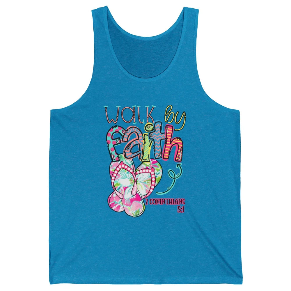 Walk By Faith Not By Sight Christian Bible Verse Summer Gift Unisex Jersey Tank