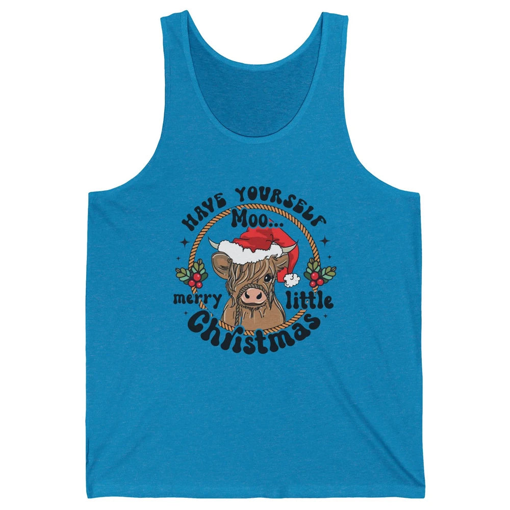 Have Yourself Merry Little Christmas Cow Santa Hat Xmas Gift Unisex Jersey Tank