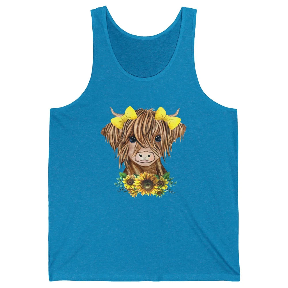 Baby Highland Cow Sunflower Western Country Heifer Cattles Unisex Jersey Tank