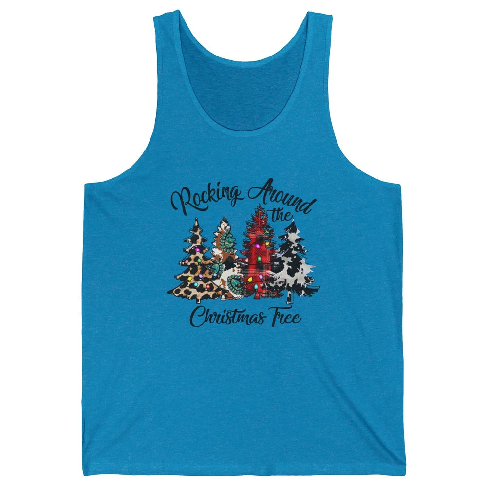 Leopard Christmas Tree Rocking Around Christmas Tree Western Unisex Jersey Tank