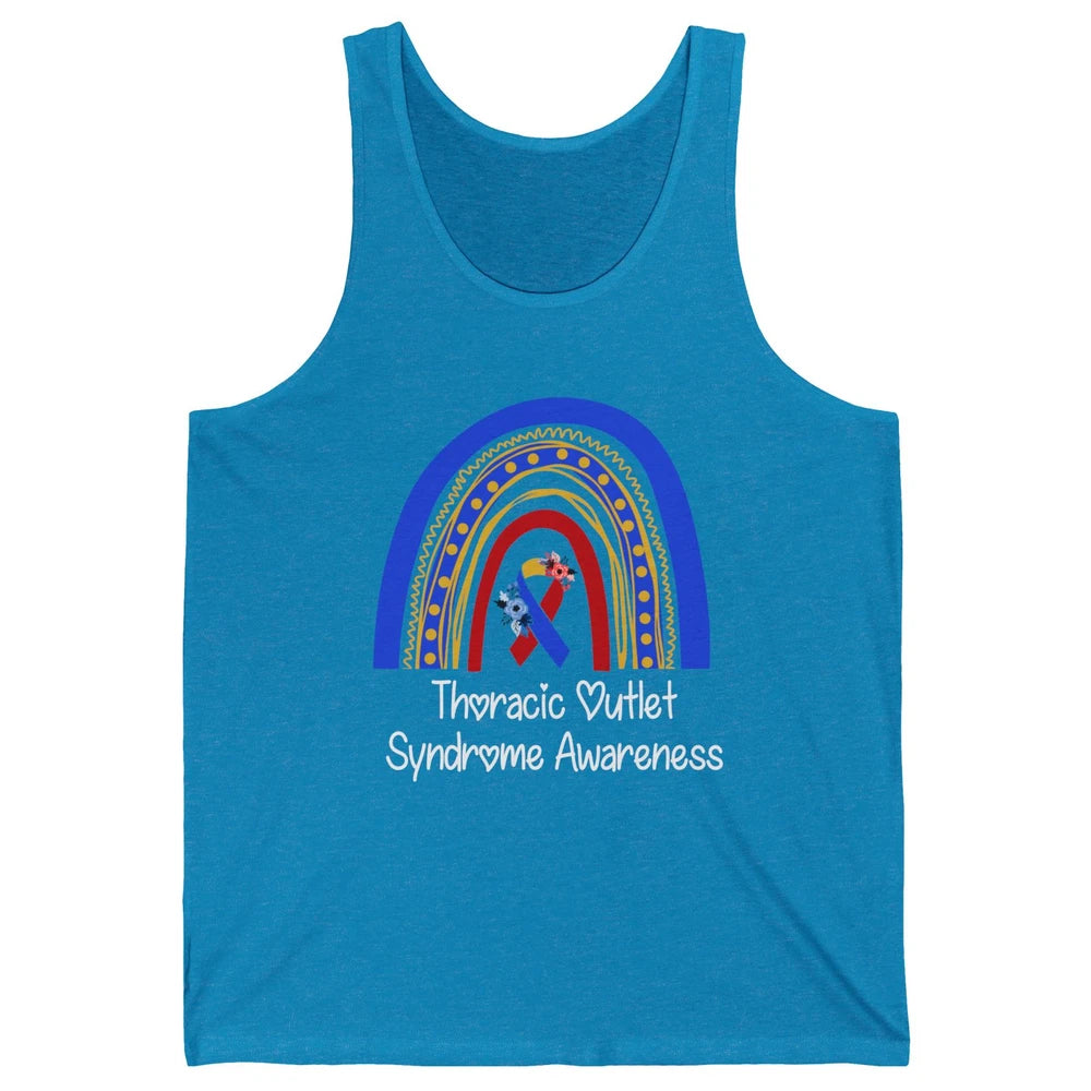 Thoracic Outlet Syndrome Awareness Floral Blue Red Rainbow Unisex Jersey Tank