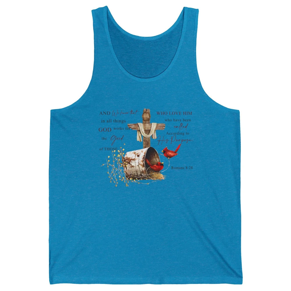 Cardinals Jesus Cross God Works For The Good Christian Gift Unisex Jersey Tank