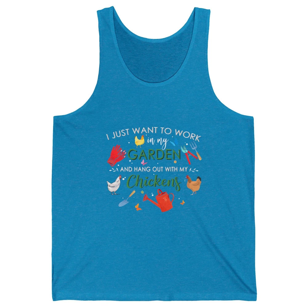 Work In My Garden And Hang Out With Chickens Hen Farming Unisex Jersey Tank