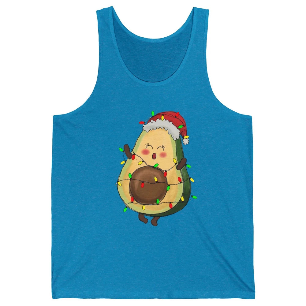 Avocado Santa Cute Avocado Christmas Lights Xmas Vegan Gift Unisex Jersey Tank