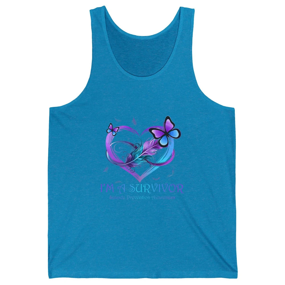 Survivor Purple Teal Heart Love Suicide Prevention Awareness Unisex Jersey Tank