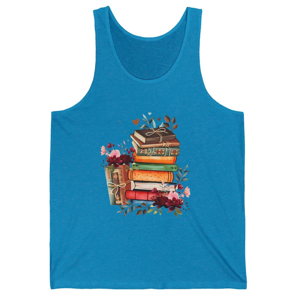 Books Floral Librarian Book Wildflower Bookworm Book Lovers Unisex Jersey Tank