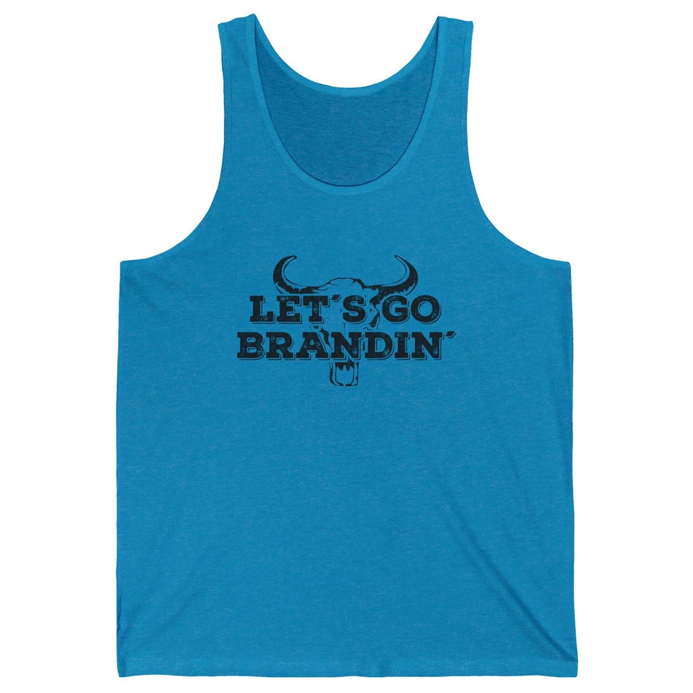 Vintage Bull Skull Let's Go Brandin' Western Country Symbols Unisex Jersey Tank