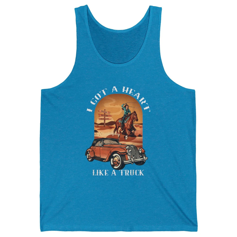 Western Country I Got Heart Like Truck Cowgirl Desert Sunset Unisex Jersey Tank