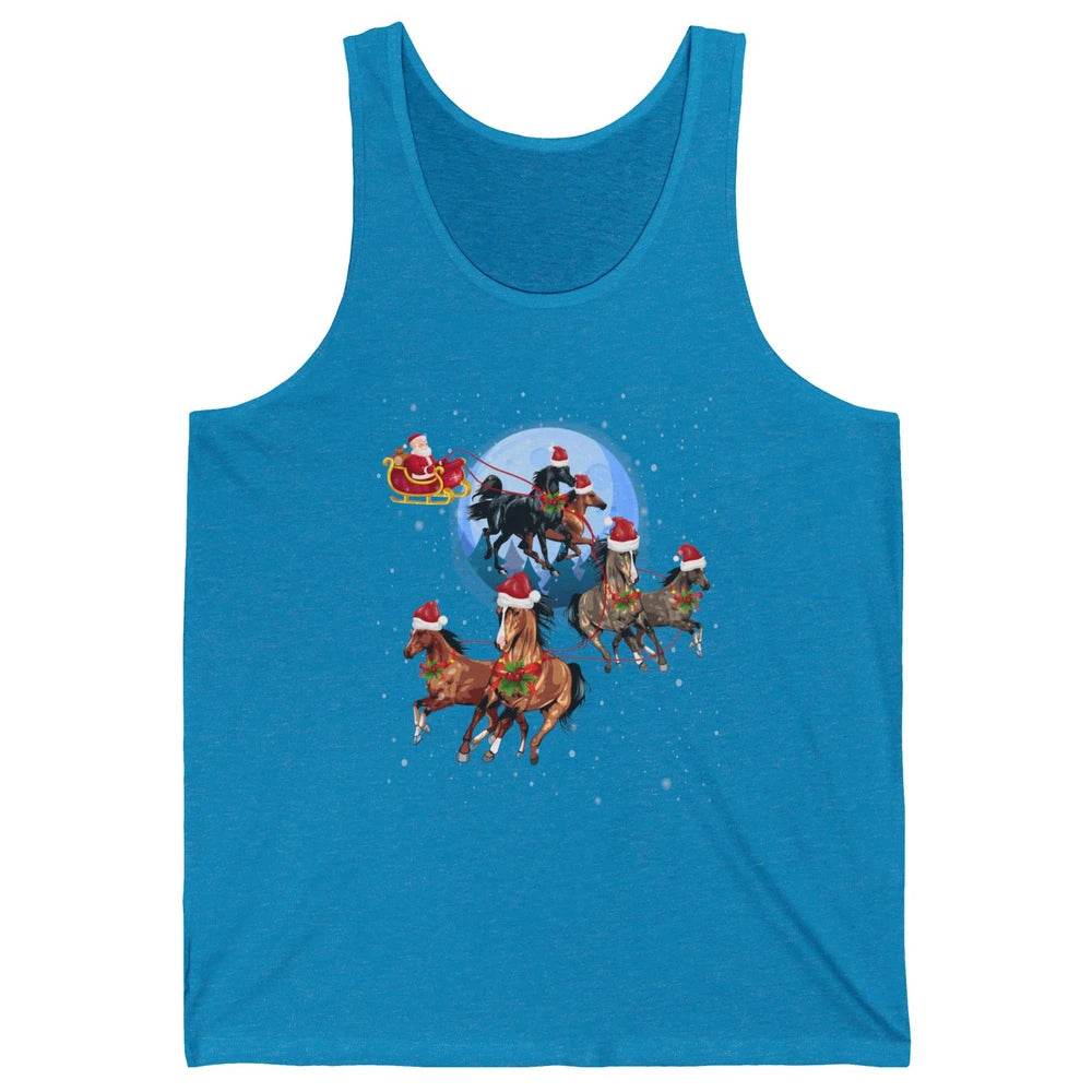 Merry Christmas Horse Drawn Sleigh Riding Santa Claus Xmas Unisex Jersey Tank