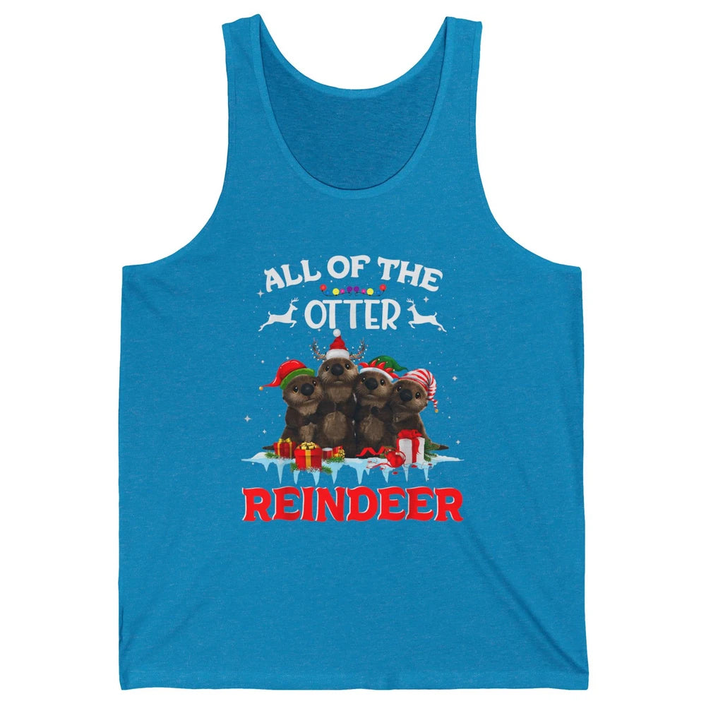 Merry Christmas All Of Otter Reindeer Funny Xmas Santa Hat Unisex Jersey Tank