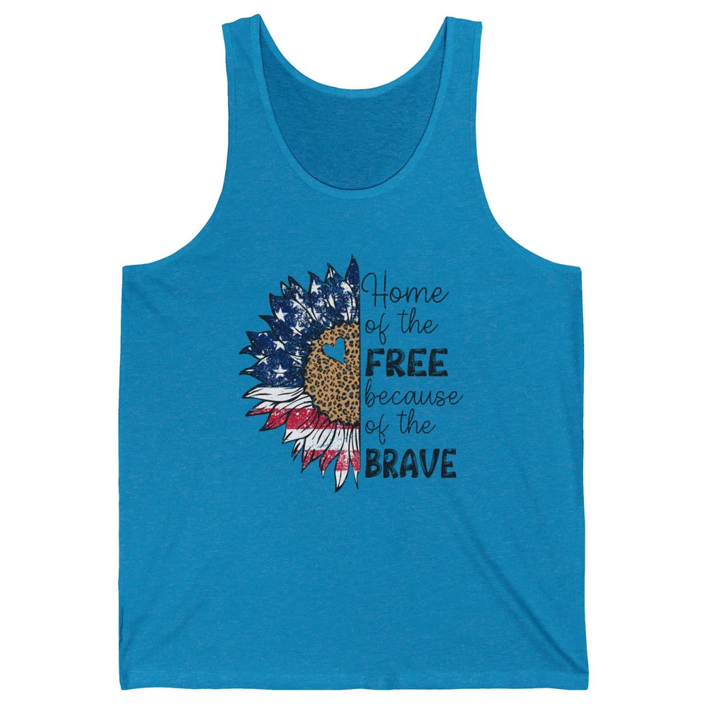 Sunflower 4th Of July Home Of The Free Because Of The Brave Unisex Jersey Tank