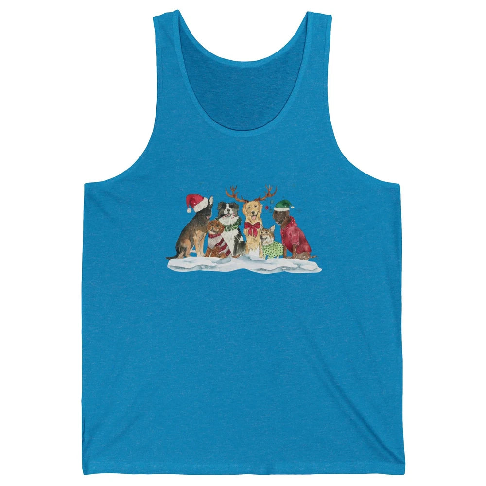 Funny Happy Howliday Corgi Golden Retriever Poodle Christmas Unisex Jersey Tank