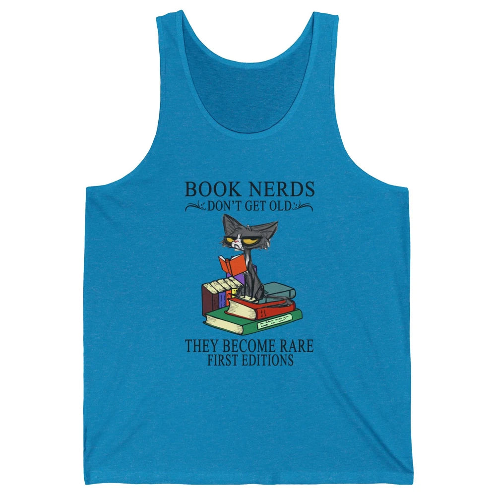 Cat Book Nerds Don't Get Old They Become Rare Reading Lovers Unisex Jersey Tank