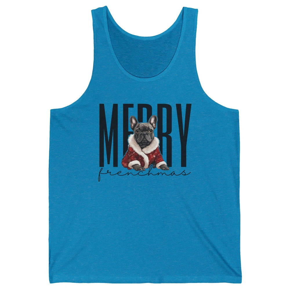 Funny French Bulldog Merry Frenchmas Christmas Dog Mom Unisex Jersey Tank